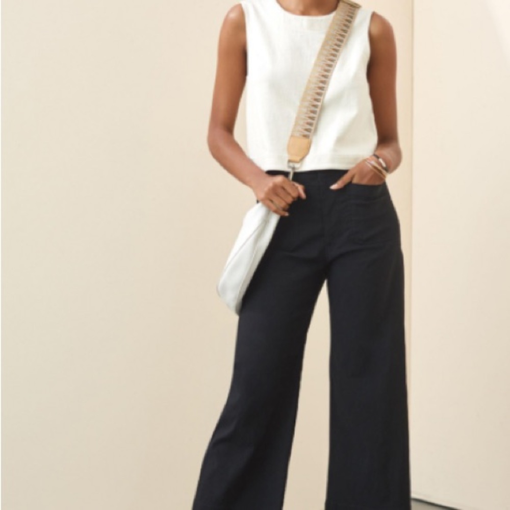 Anthropologie Maeve The Colette Black Wide Leg Cropped Pants 16w